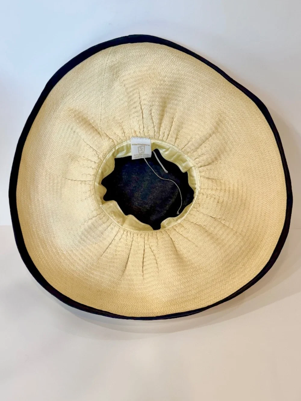 Vintage, Woman's Extra Wide Brim Formal Straw Hat, Head Size S, Floral & Bow